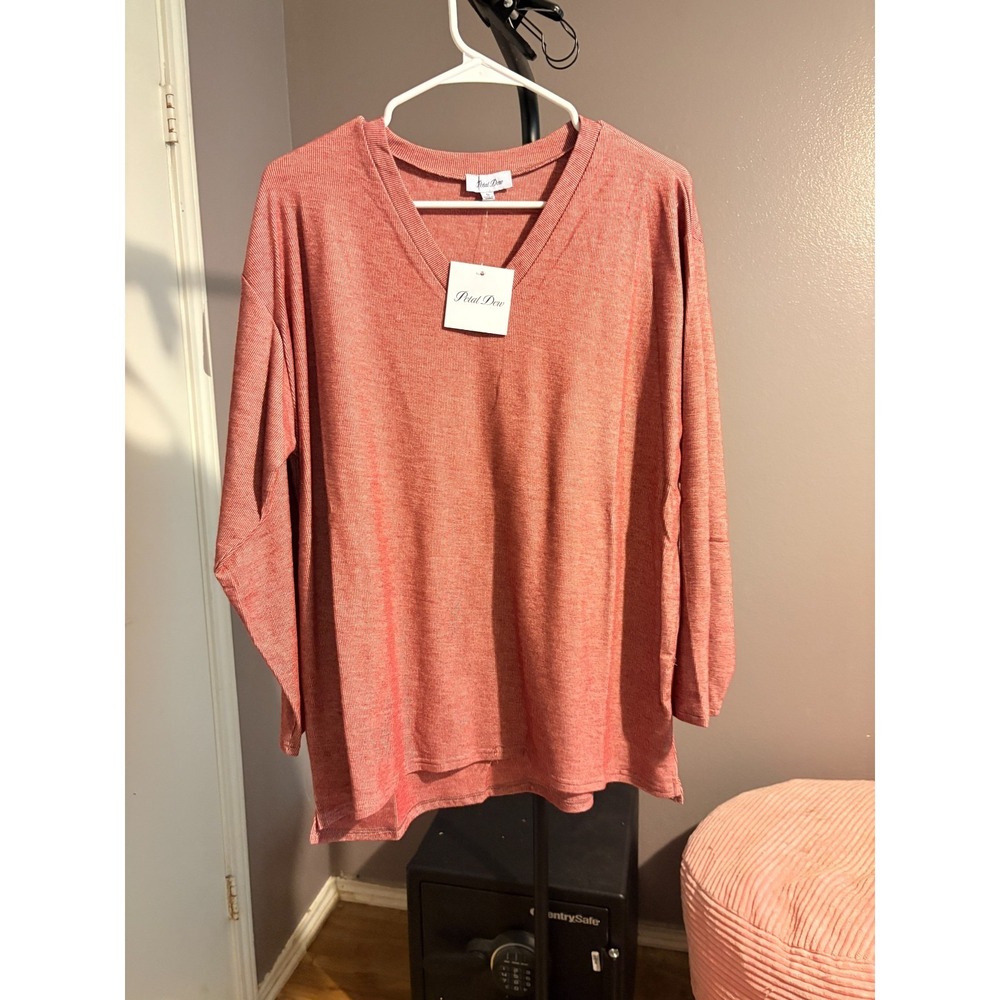 Petal Dew Long Sleeve Red Knit Blouse Sz S